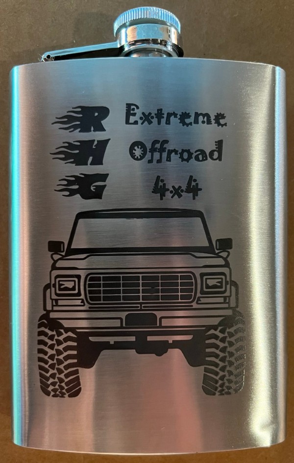 Laser engraved stainless flask